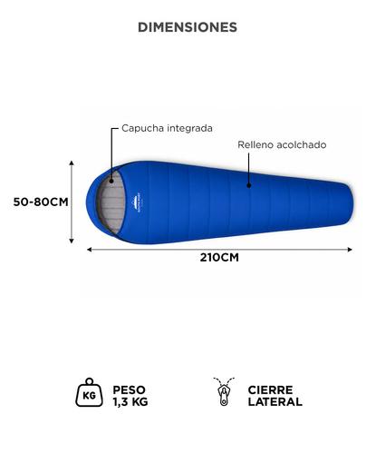 Bolsa De Dormir Momia Gadnic Poliester 190T Algodon Imitacion Seda 250 g m2 Temperatura Confort 5 A 10 Grados Temperatura Extrema - 5