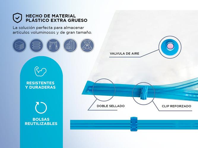Kit Bolsas Al Vacio 4 En 1 Gadnic Para Guardar Ropa 40 x 60 cm - 3