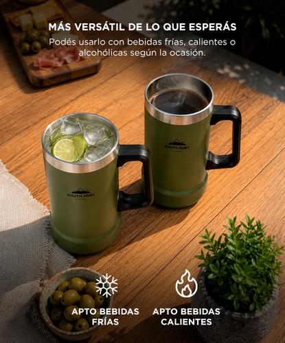 Vaso Chopero Térmico South Port By Gadnic 710 ml Doble Capa Acero Inoxidable 304 + 201 Con Manija Ergonómica - 4