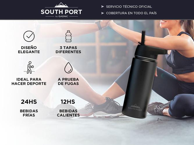 Botella Térmica Deportiva 540 Ml Gadnic 3 Tapas Acero Inoxidable - 1