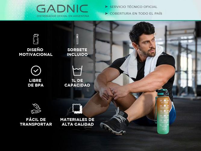 Botella Deportiva Motivacional Gadnic 1L con Pico Sorbete Usado - 1