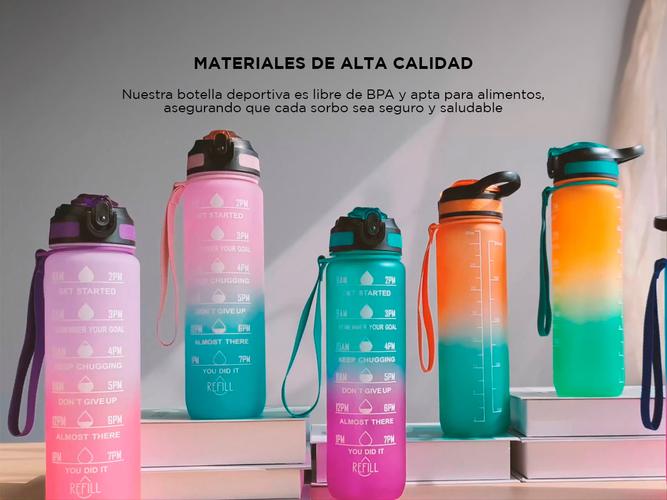 Botella Deportiva Motivacional Gadnic 1L con Pico Sorbete Usado - 3
