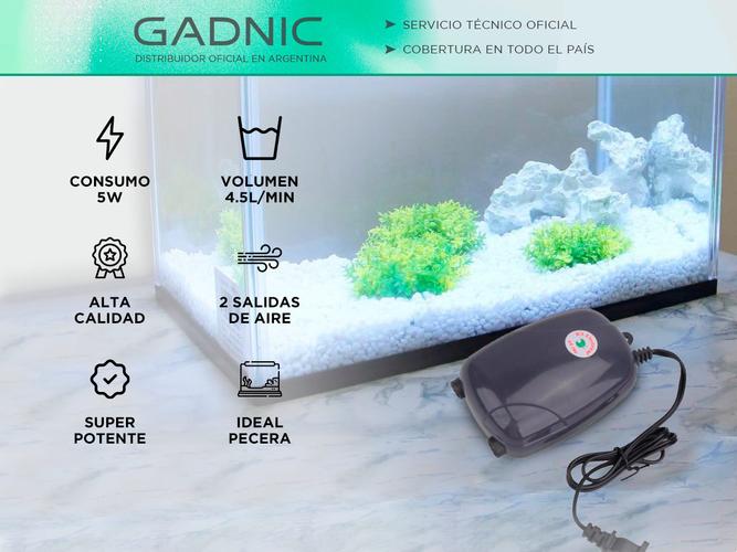 Aireador Pecera Gadnic 2 Salidas  2m Manguera Y 2 Piedras - 1