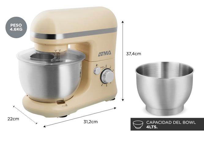 Batidora Planetaria Atma BPAT21WP 800w Con Bowl de acero Inoxidable - 5