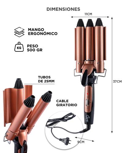 Buclera De Pelo Gadnic B3000 Rizador 3 Tubos 150W - 5