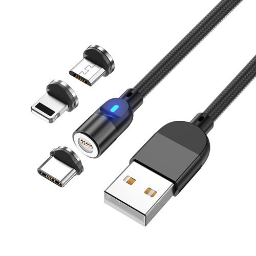 Cable Usb Magnetico 3 en 1 Carga Rapida 1mts Type C - Micro Usb - Lightning  - 0