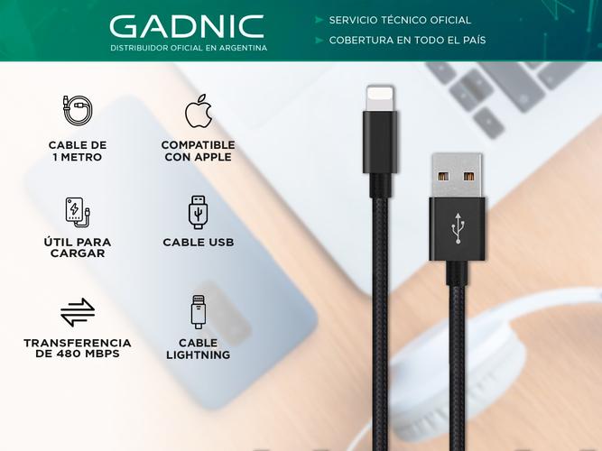 Cable Lightning Gadnic Cargador USB Carga Rápida Para Iphone  - 1