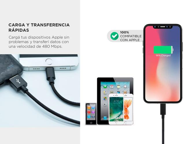 Cable Lightning Gadnic Cargador USB Carga Rápida Para Iphone  - 2