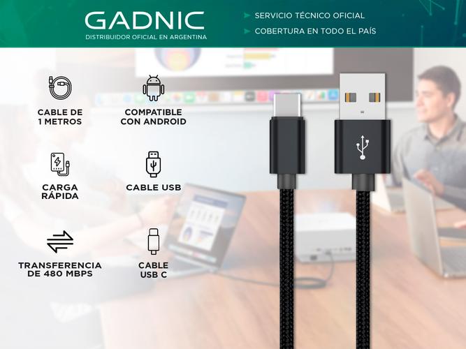 Cable Cargador USB C Gadnic Compatibilidad Universal Android  - 1