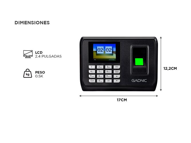 Reloj Controlador de Horario Gadnic C2890 Biometrico Huella Asistencia  - 5