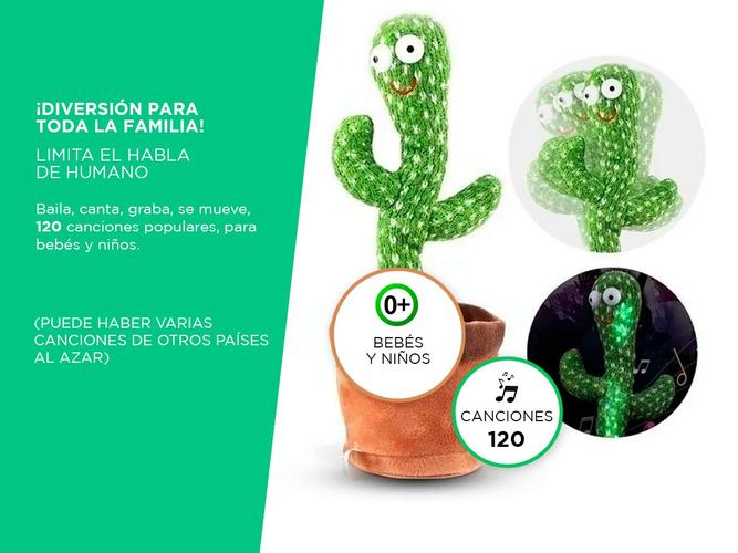 Peluche de Cactus Bailarín Gadnic Juguete Educativo Canta Graba - 3