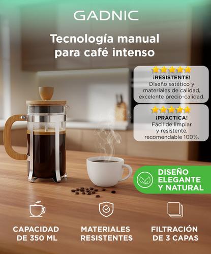 Cafetera Prensa Francesa 350ml Vidrio Con Mango de Bambú Natural - 1