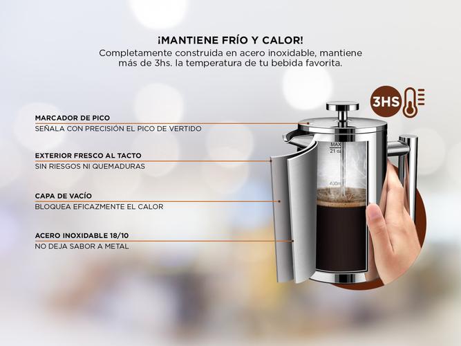 Cafetera Prensa Francesa Gadnic Acero Inoxidable Térmica - 2