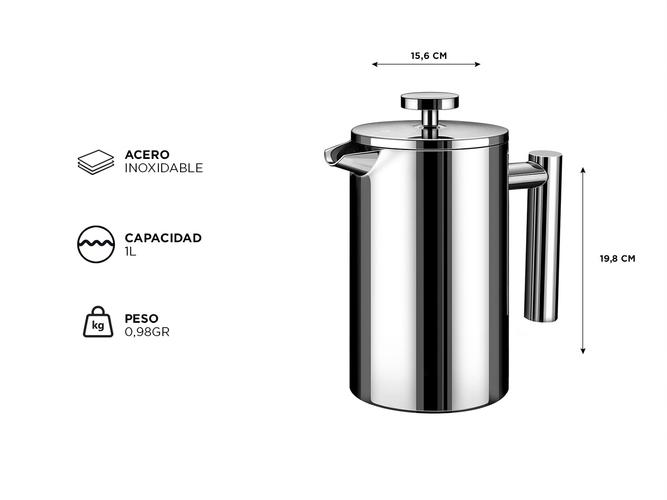 Cafetera Prensa Francesa Gadnic Acero Inoxidable Térmica - 4