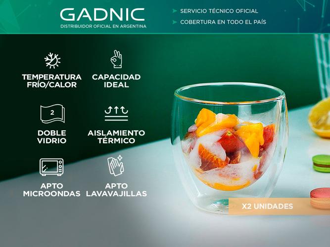 Set x2 Vasos Doble Vidrio Cuk by Gadnic Frío Calor Café Té - 1