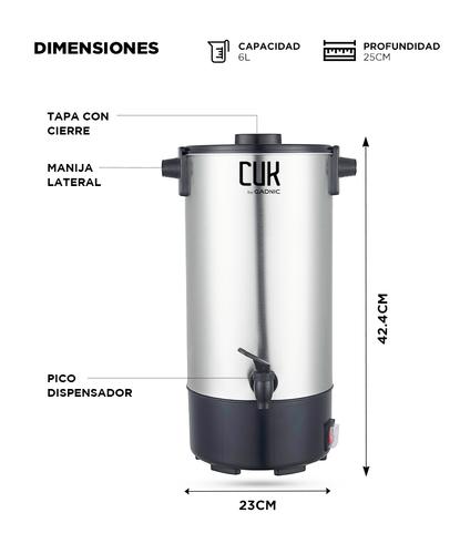 Cafetera Hotelera CUK By Gadnic 45 Tazas 6L Acero Inoxidable Industrial  - 5