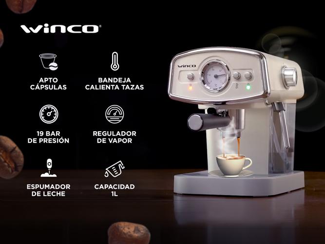 Cafetera Express Winco W1921N 19 Bar Capsulas 1050 Watts Outlet - 1