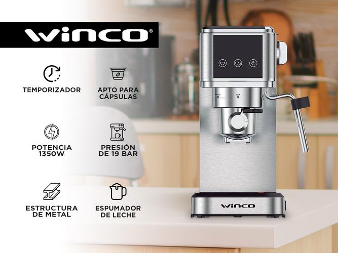 Cafetera Express Winco W1923 con Espumador apto capsulas  - 1