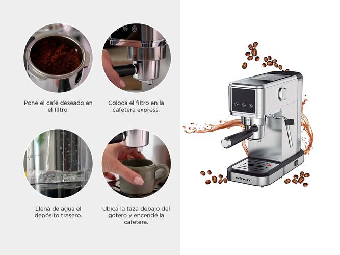 Cafetera Express Winco W1923 con Espumador apto capsulas  - 3