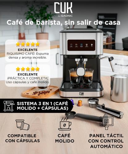Cafetera Express Gadnic Cm3000 3 en 1 20 Bares Panel Táctil Vaporizador Depósito 15L Acero Inoxidable - 1