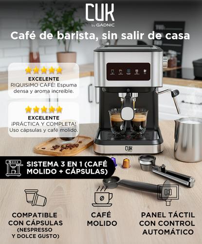 Cafetera Express Gadnic Cm3000 3 en 1 20 Bares Panel Táctil Vaporizador Depósito 15L Acero Inoxidable - 1