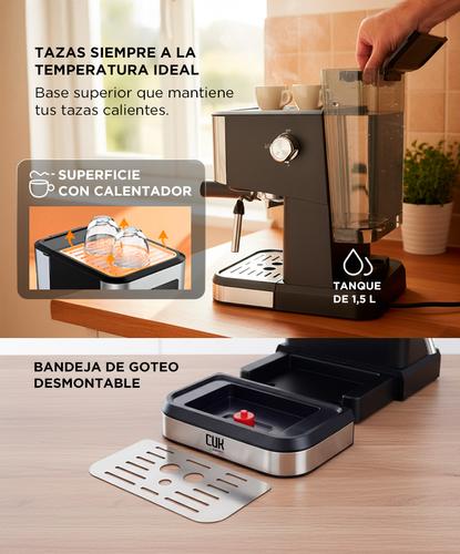 Cafetera Express Gadnic Cm3000 3 en 1 20 Bares Panel Táctil Vaporizador Depósito 15L Acero Inoxidable - 4