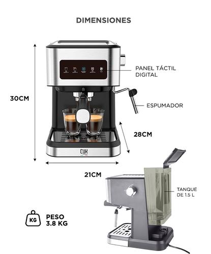 Cafetera Express Gadnic Cm3000 3 en 1 20 Bares Panel Táctil Vaporizador Depósito 15L Acero Inoxidable - 5