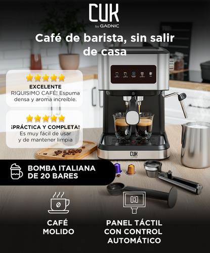 Cafetera Express Gadnic Cm3000 20 Bares Panel Táctil Vaporizador Depósito 15L Acero Inoxidable Usado - 1