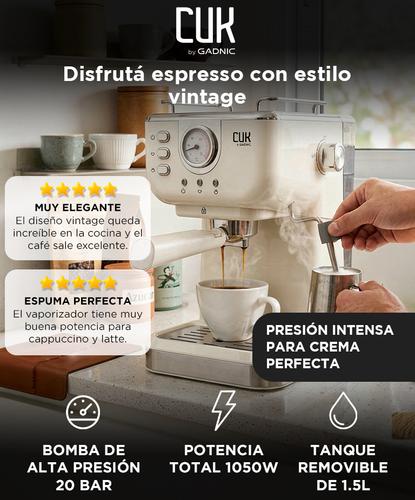 Cafetera Vintage Espresso 20 Bar CUK By Gadnic Con Vaporizador 1050W Manómetro Frontal - 1