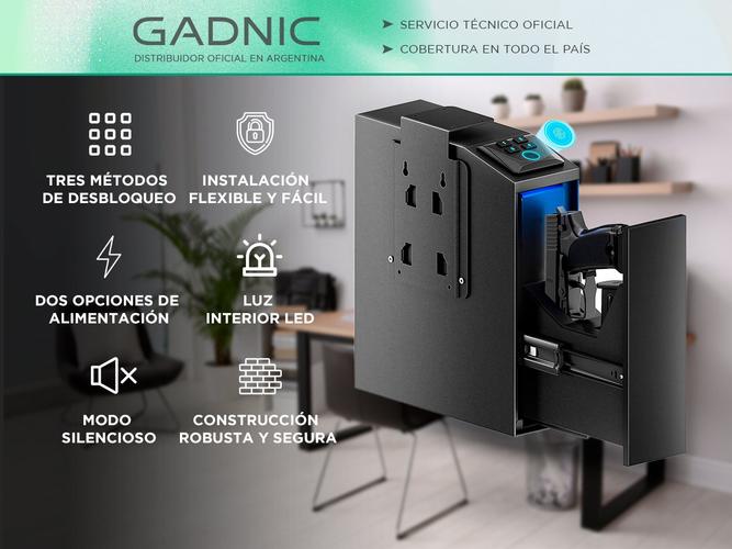 Caja fuerte para pistola Gadnic vertical con Seguridad por Huella Dactilar Llave de Acceso y Código PIN - 1