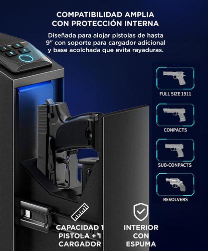 Caja fuerte para pistola Gadnic vertical con Seguridad por Huella Dactilar Llave de Acceso y Código PIN - 4