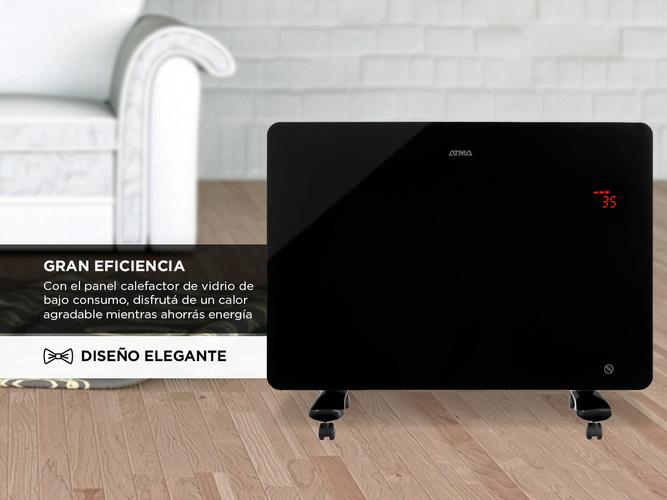 Panel Vitro Calefactor Digital Atma Negro 1500W 91ATVC1521P - 2
