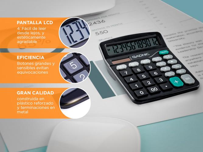 Calculadora 12 Digitos Pantalla LCD Botones Grandes  - 2