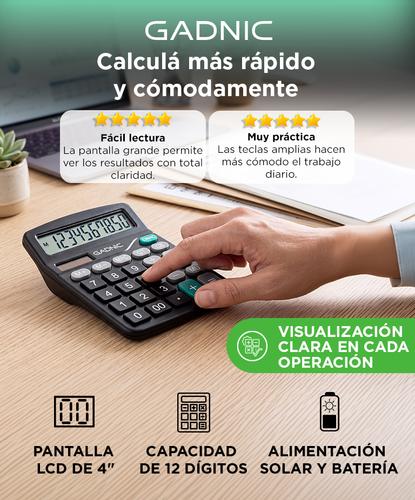 Calculadora 12 Digitos Pantalla LCD Botones Grandes  - 1
