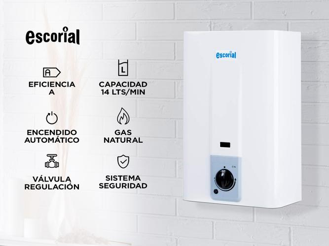 Calefón Escorial Gas Natural 14L Sin Llama Piloto - 1