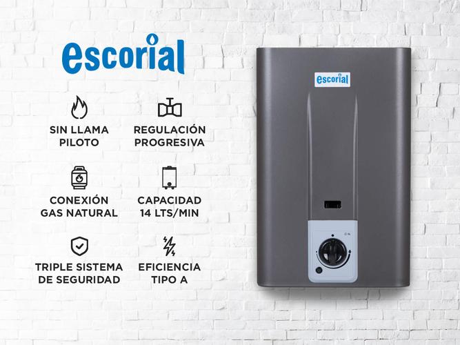 Calefon Escorial Automatico 14 Lts Gas Natural CE-14L Grafito - 1