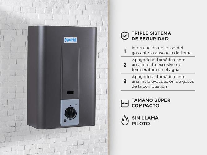 Calefon Escorial Automatico 14 Lts Gas Natural CE-14L Grafito - 2