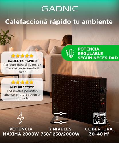 Panel Calefactor Vitrocerámico 2000W Gadnic Con Termostato Vidrio Templado 3 Niveles - 1