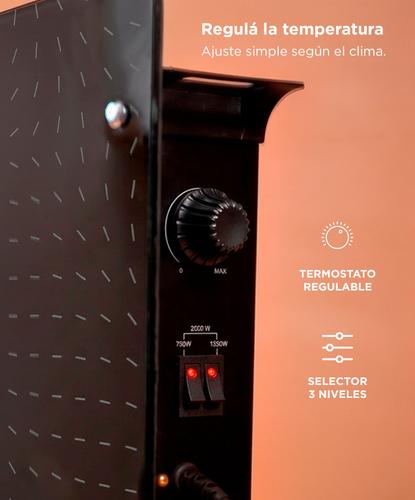 Panel Calefactor Vitrocerámico 2000W Gadnic Con Termostato Vidrio Templado 3 Niveles - 3