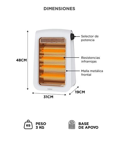 Estufa Infrarroja Gadnic 1500W Calor Directo 4 Niveles Silenciosa Hogar - 5