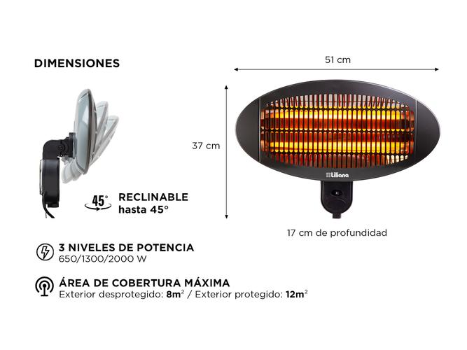 Calefactor de pared Liliana CIPAR2000 infrarrojo con cuarzo para exterior - 4