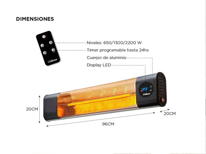 Calefactor de pared/techo Liliana CCP2200 de Fibra de Carbono Exteriores - 4