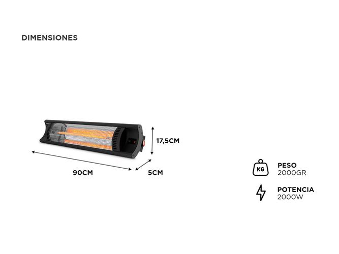 Calefactor Infrarrojo de Pared 4 Niveles de Potencia 2000W Philco - 4