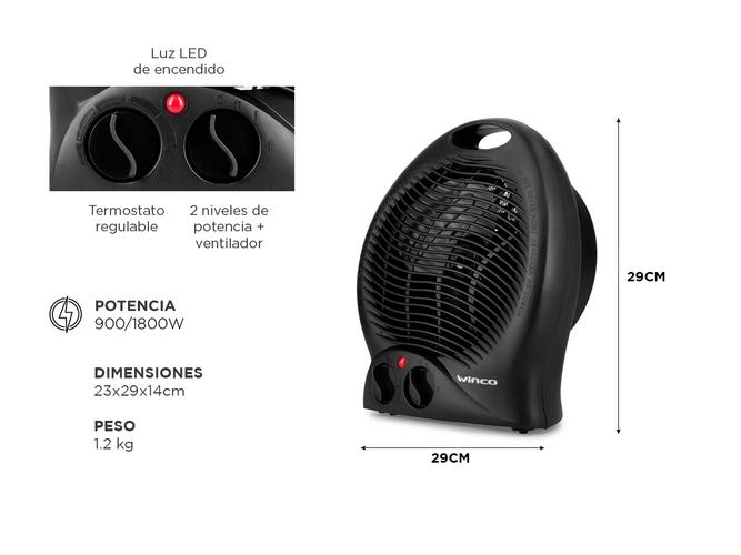 Caloventor Winco W114 Termostato Regulable 900W1800W Usado - 4