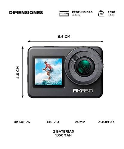 Camara De Accion AKASO Brave 7 20MP 4K30 IPX8 Deportiva Doble Pantalla - 5
