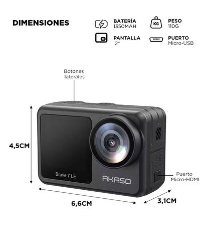 Cámara Deportiva Akaso Brave 7 LE 4K 30FPS Sensor Sony IMX386 - 5