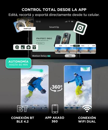 Cámara de Acción AKASO 360 Video 57K 48MP Estabilización Dual Sensor - 3