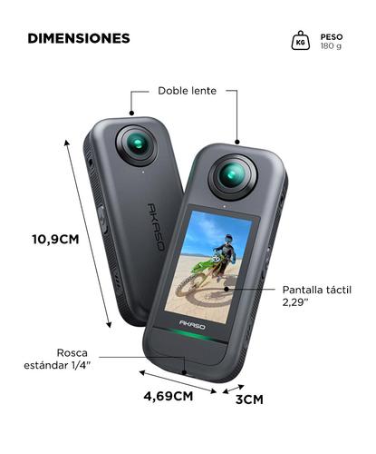 Cámara de Acción AKASO 360 Video 57K 48MP Estabilización Dual Sensor - 5