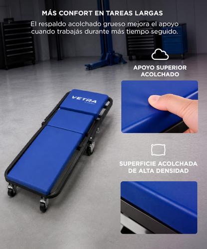 Cama Deslizante Para Mecánico Vetra By Gadnic 2 En 1 Plegable 6 Ruedas Giratorias Soporta 150 Kg Estructura Metálica  - 4