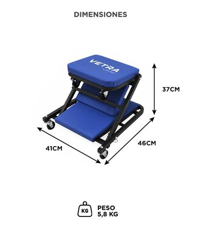 Cama Deslizante Para Mecánico Vetra By Gadnic 2 En 1 Plegable 6 Ruedas Giratorias Soporta 150 Kg Estructura Metálica  - 5